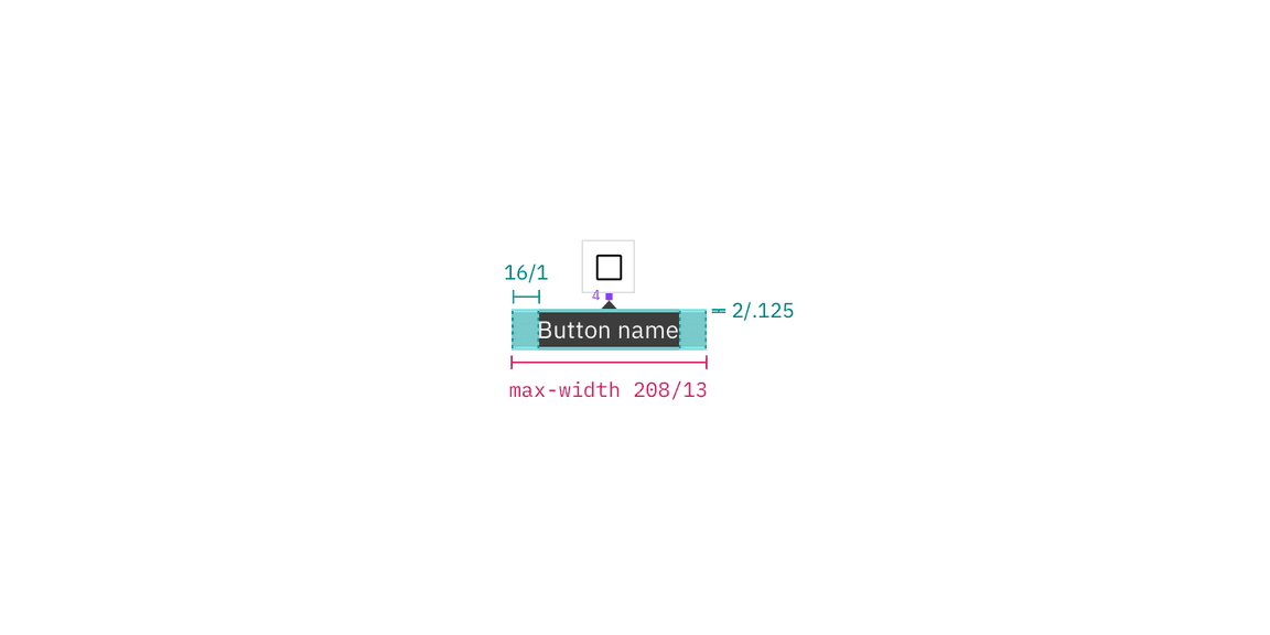 Structure and spacing measurements for an icon button tooltip Structure and spacing measurements for an icon button tooltip