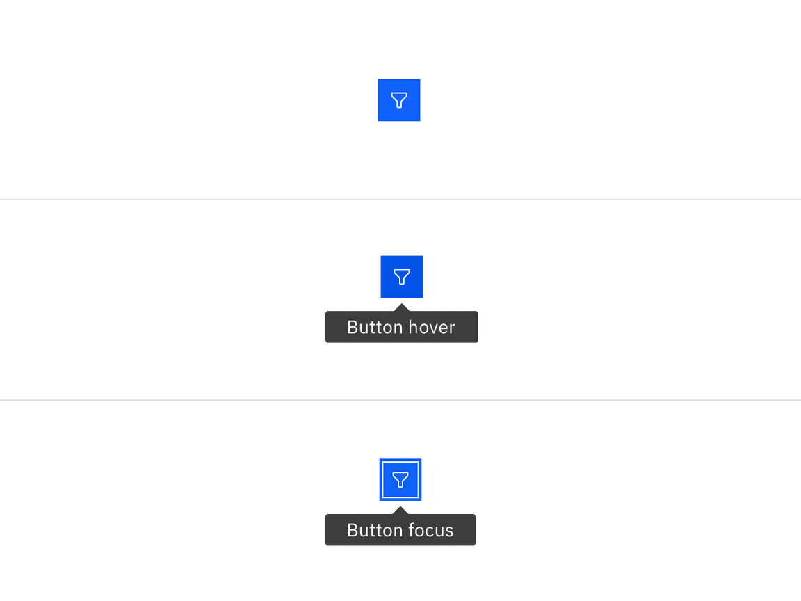 Closed and open states for an icon button tooltip Closed and open states for an icon button tooltip